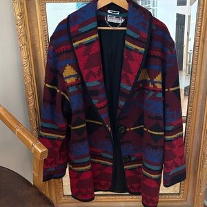 Ashely Scott Multicolored wool Jacket. Tribal, southwestern, Aztec pattern